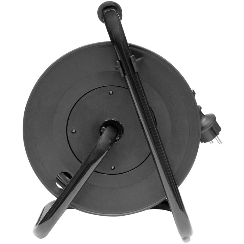 BRÜDER MANNESMANN outdoor cable reel, IP44, black, 4 splash-proof sockets